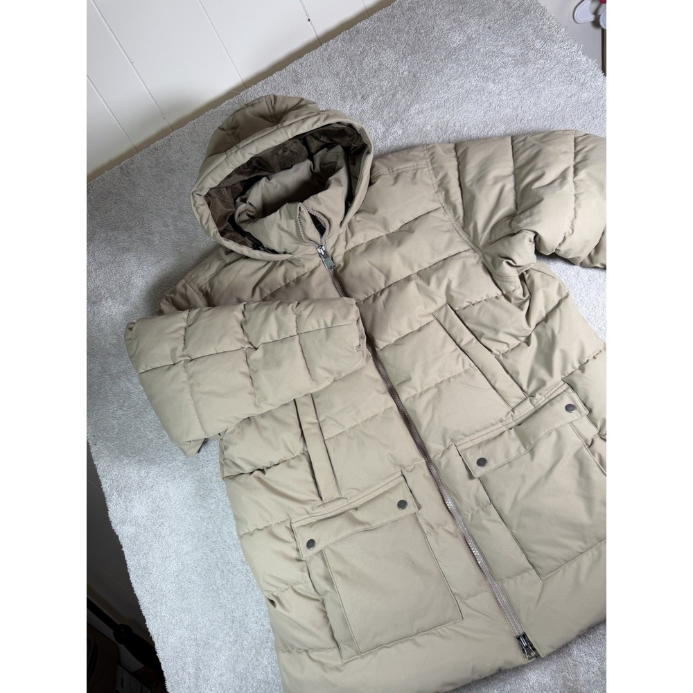 Duluth Trading Co 2XL Hooded Utility Puffer Parka Jacket Tan Insulated Warm Work